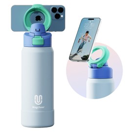 magcheer Insulated Magnetic Water Bottle - Reusable Stainless Steel Bottle with MagSafe Compatible Phone Holder - Keeps Cold for 24 Hours - Perfect for Gym, Sports, and Travel - Sky Blue 32oz