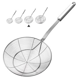 YFWOOD 7 Inch Spider Strainer Skimmer, Reinforced Double Coil Wire Skimmer with Large Handle Solid Stainless Steel Strainer Ladle,for Kitchen Deep Frying Food Spaghetti Noodle (1 - Piece)