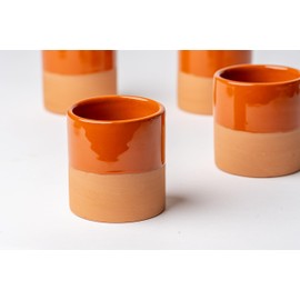 Verve CULTURE Rust Moroccan Terracotta Cups Set of 4- Handcrafted Clay Tea Glasses for Mint Tea, Coffee or Wine- Artisan Made- Eco-Friendly Ceramic Drinkware- Made in Morocco