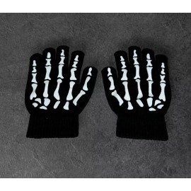 Generic WHITE  SKELETON HAND BONE GLOVES STRECH WOOL ONE SIZE PUNK GOTH COSTUME COSPLAY