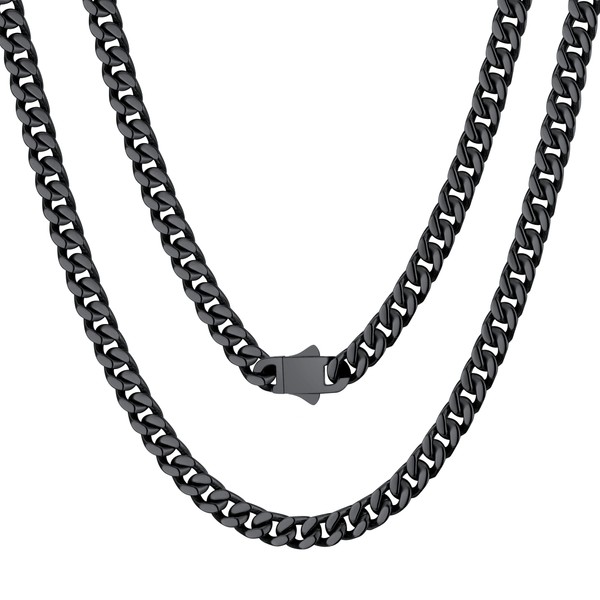 Black Cuban Link Chain for Men 18inch Black Necklace Men