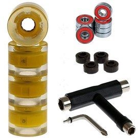 FunTomia 4 x Miniboard/Skateboard Wheels 59 x 45 mm with T-Tool and ABEC-9 Bearings Hardness 82A