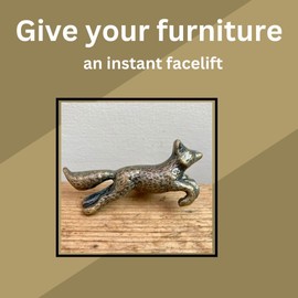 Vintage Antique Iron Bronze Handmade Metal Animal Cupboard Door Knobs, Drawer Pulls Cabinet Door Handles (1. Running Fox)