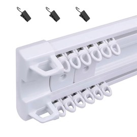 Curtain Conjoined Double Track, Ceiling Rail for Living Room Bedroom Room Divider(White, 6-9ft)