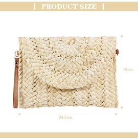 Oweisong Straw Purses for Women Summer Beach Straw s Clutch Purses Crossbody Bag Handmade Women Envelope Handbag Wallet