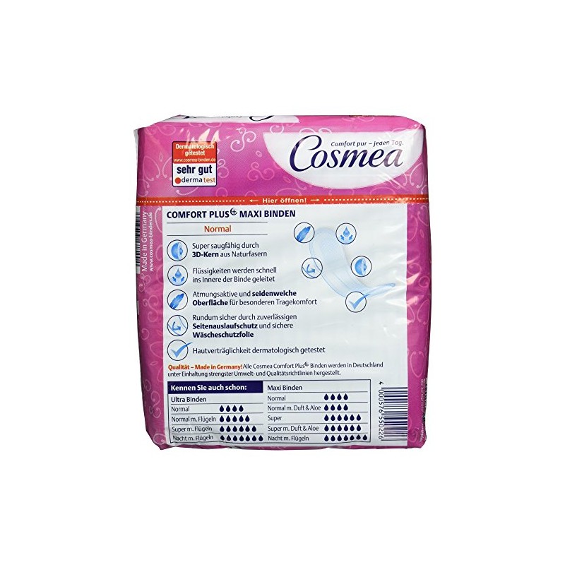 Cosmea Comfort Plus Maxi Sanitary Pads Normal Pack of 22