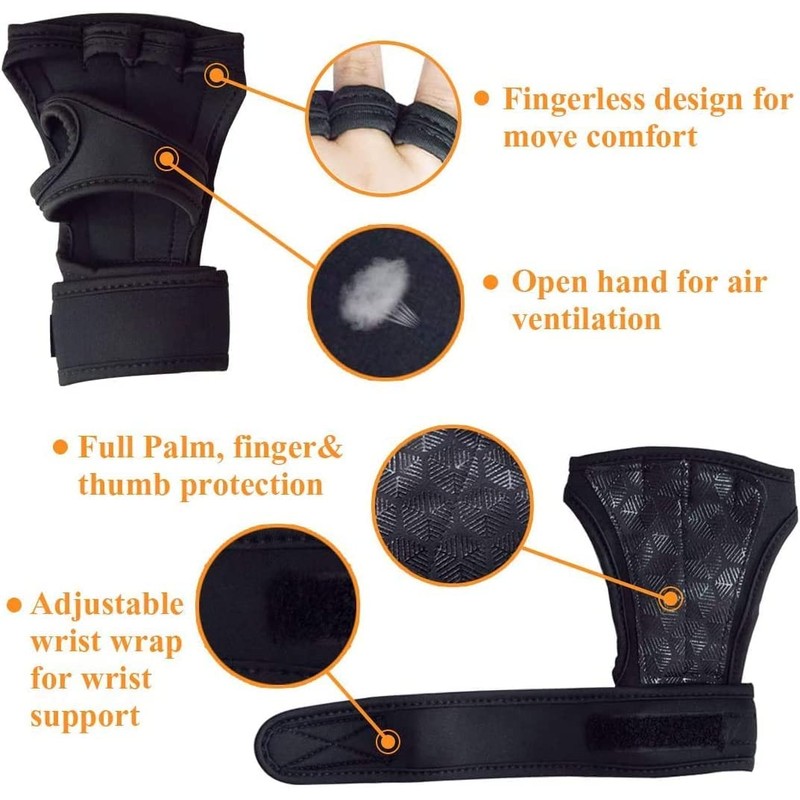 Black Crossfit Gym Fitness Gloves for Men Women UK Weight