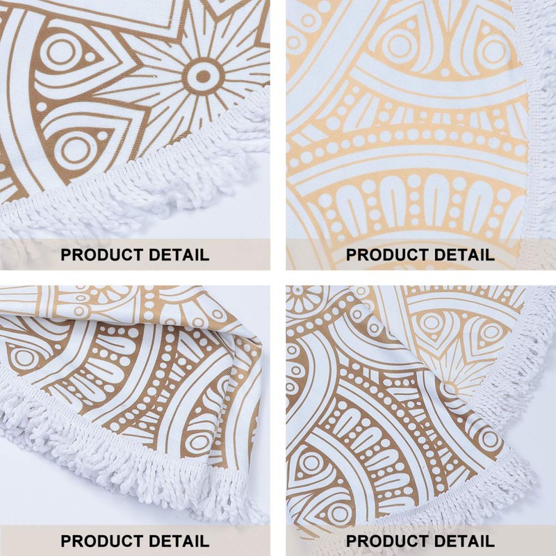 LIFKOME Unique Round Beach Towel Mandala Bath Towel Microfibre Sand