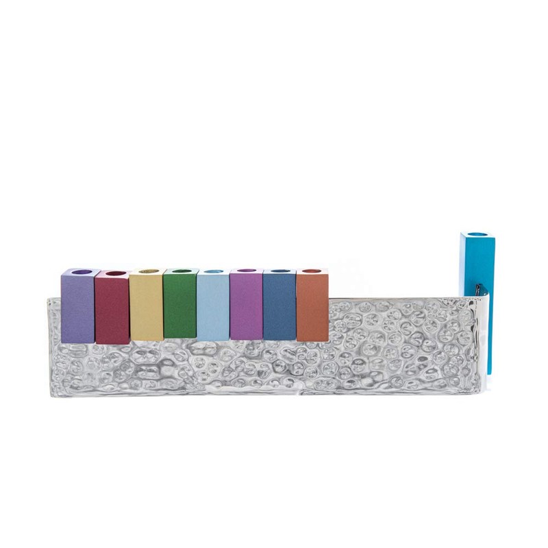 Yair Emanuel Menorah - Base de aluminio anodizado martillado con