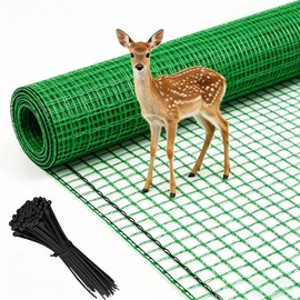 6.6x100ft Plastic Mesh Fence with Reinforced Double Black Edges, Heavy Duty Deer Fencing and Garden Netting Animal Barrier, 0.4in Square Mesh Safety Fence for Yard, Poultry and Plant Protection