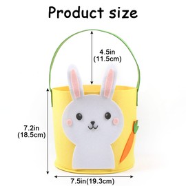Meleager Felt Easter Bags, Pack of 2 Children's Easter Baskets, Easter Basket with Rabbit, Easter Nest for Filling, Felt Bag Easter Bunny, Easter Baskets with Handle for Easter Egg Hunt