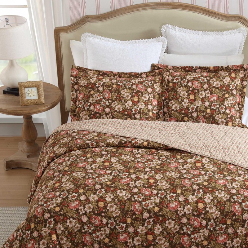 Laura Ashley - Full/Queen Quilt Set, Reversible Cotton Bedding with