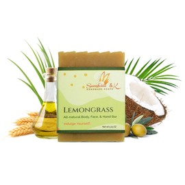 Lemongrass - Body & Hand Soap Bar, Handmade Bath Soap, Moisturizing Bar Soap With Beeswax, Rice Bran Oil, & Natural Base Oils, Natural Soap Bars, 4.5 oz - Sunshine & K Handmade Soaps