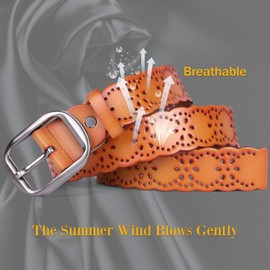 JASGOOD Fashion Women's Genuine Leather Waist Belt With Alloy Buckle,Orange Brown