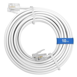 Uvital Phone Extension Line, 10 FT White Telephone Extension Line Cord Cable Wire,RJ11 6P4C Phone Cord for Landline/Fax Machine/Home/Office