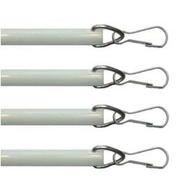 24" Fiberglass Drapery Baton Curtain Wands with Stainless Steel Snap Hooks - Our Strongest! (4-Pack)