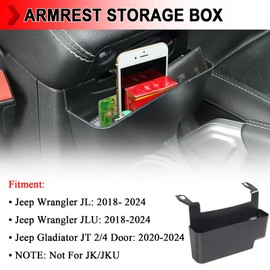 YIYUANYI Center Console Hanging Storage Box Organizer Compatible with 2018-2024 Jeep Wrangler JL JLU 4XE & Jeep Gladiator JT, Armrest Storage Organizer Tray (Not for JK/JKU), Pack of 2