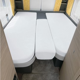 Erwin Müller Fitted Sheet Set of 3 for Motorhome/Caravan Rear Bed Multi-Stretch Jersey White Size 70 x 190 cm - 85 x 210 cm (2X) + 35 x 130 - 50 x 145