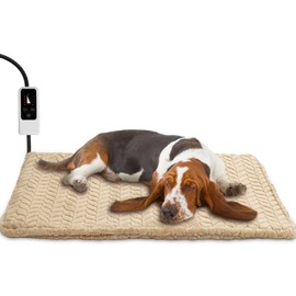 Heeyoo Pet Heating Pad, Adjustable Temperature Dog Cat Heating Pad with Timer, Waterproof Heated Dog Bed with Chew Resistant Cord, Auto Power-Off Indoor Pet Heated Mat for Dogs and Cats