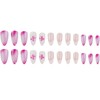 24Pcs Press on Nails Medium Almond Fake Nails Flower False