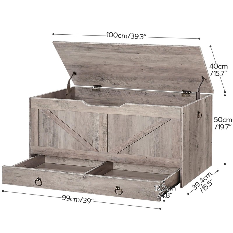 HOOBRO Storage Chest, 39.3" Toy Chest with Drawer, Wooden Storage