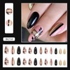 24 Pcs Press on Nails Medium,Lucoffeoi Almond Fake Nails with