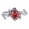 Wasee January Birthstone Ring 925 Sterling Silver Garnet Ring Pear