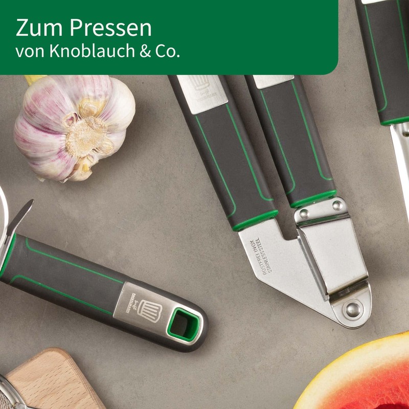 CHEFKOCH Premium Garlic Press - Ideal for Pressing Garlic &