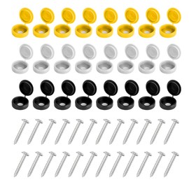 JNNJ 48PCS Plastic Hinged Screw Cover Caps, License Plate Screws, Folding Screw Cover Cap Snap Washer Covers Flip Tops, Car Motorcycle License Plate Fasteners Plastic Screw Caps, For Truck