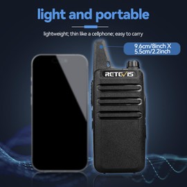 Retevis RT22 Walkie Talkies, Mini 2 Way Radio Rechargeable, VOX Handsfree, Portable, Two-Way Radios Long Range with Earpiece, for Family Road Trip Camping Hiking Skiing(2 Pack, Black)