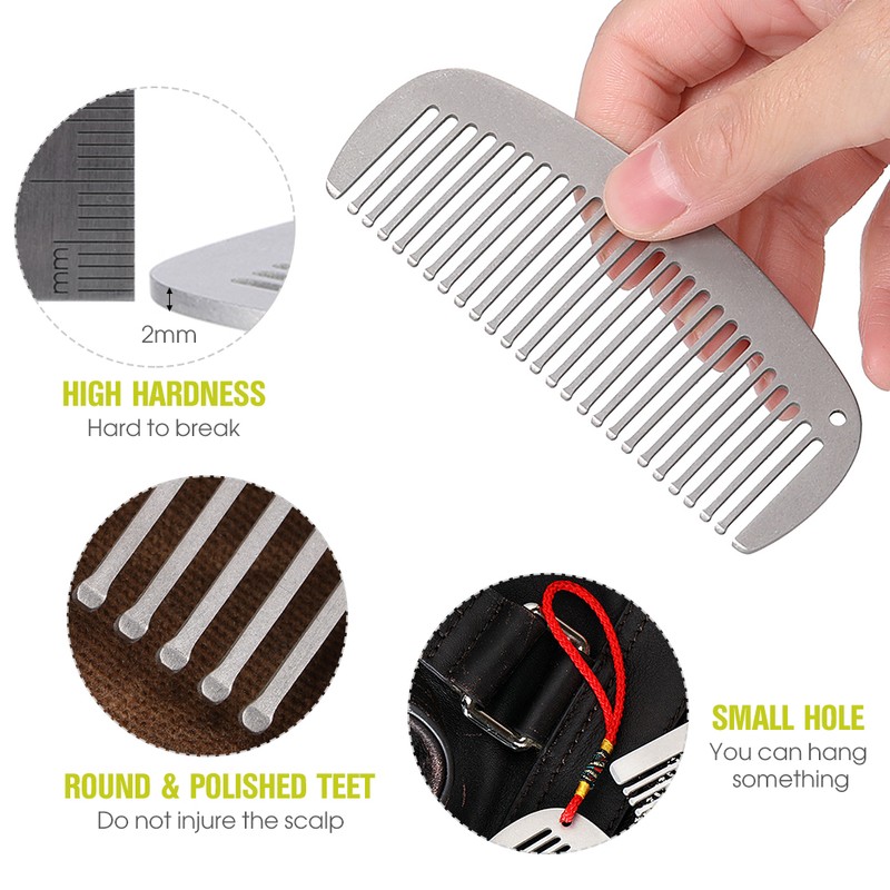 Lixada Titanium Comb Anti-Static Hair Beared Comb Pocket Comb