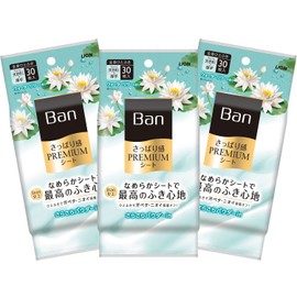 Ban Premium Sheet Powder in Type, Water Lily Scent, 30 Sheets x 3 Packs