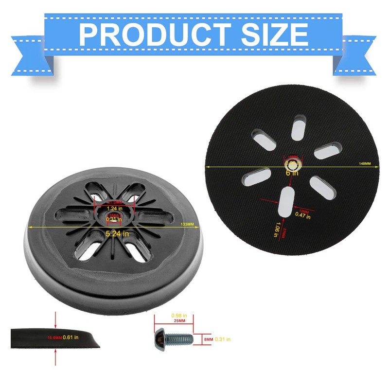 6" Replacement Sanding Pad Compatible with Bosch Orbital Sanders ROS65VC