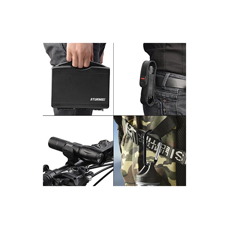 STURME LED Tactical Flashlight,5 Modes Ultra Bright Zoomable IP65 Water-Resistant