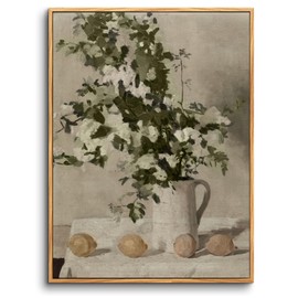 hyidecorart Vintage Canvas Wall Art, Wood Frame, 20 x 25 cm, Living Room, Flowers and Lemons Still Life, Modern Wall Decoration, Bedroom Painting, Desktop, Bathroom, Office, Dining Room, Hallway