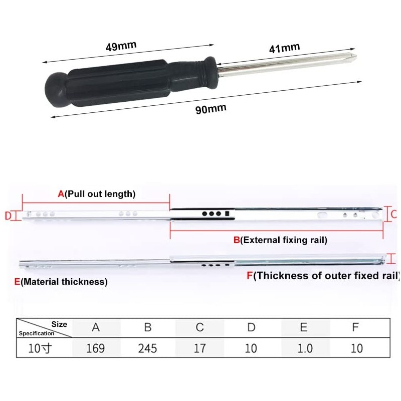 Drawer Pull-Out Heavy Duty Roller Guide, Drawer Partial Extension, Heavy