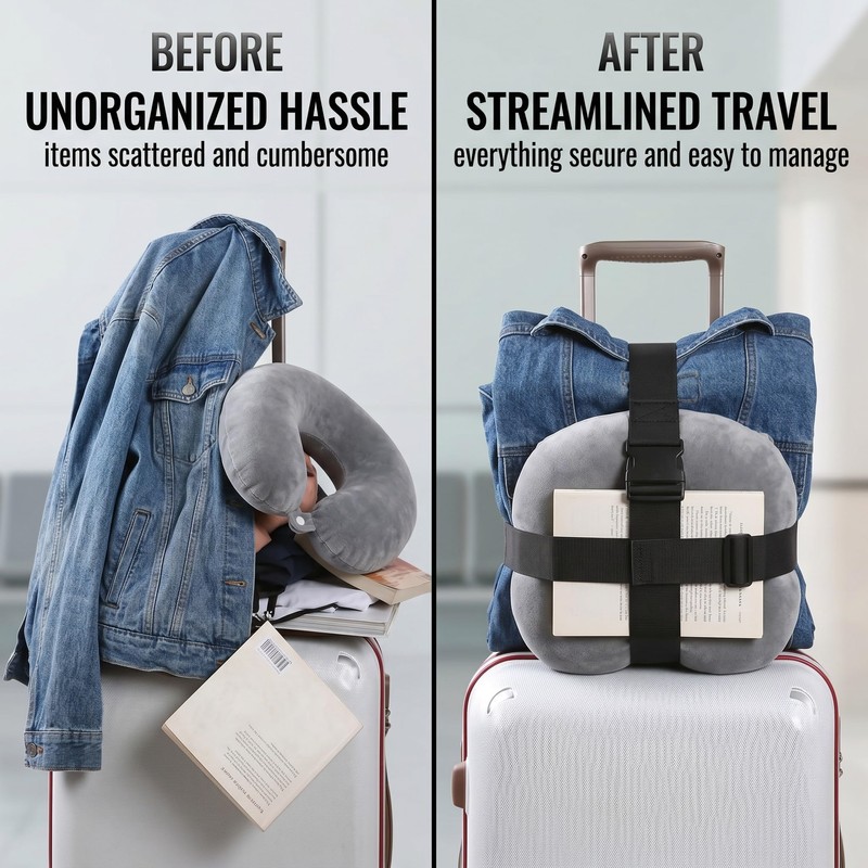 CEJAS 2 Piece Suitcase Strap, Robust Canvas Travel Strap Set,