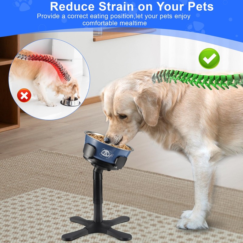 Dog Bowls Elevated Adjustable Stand, Raised Bowl with 3 Heights