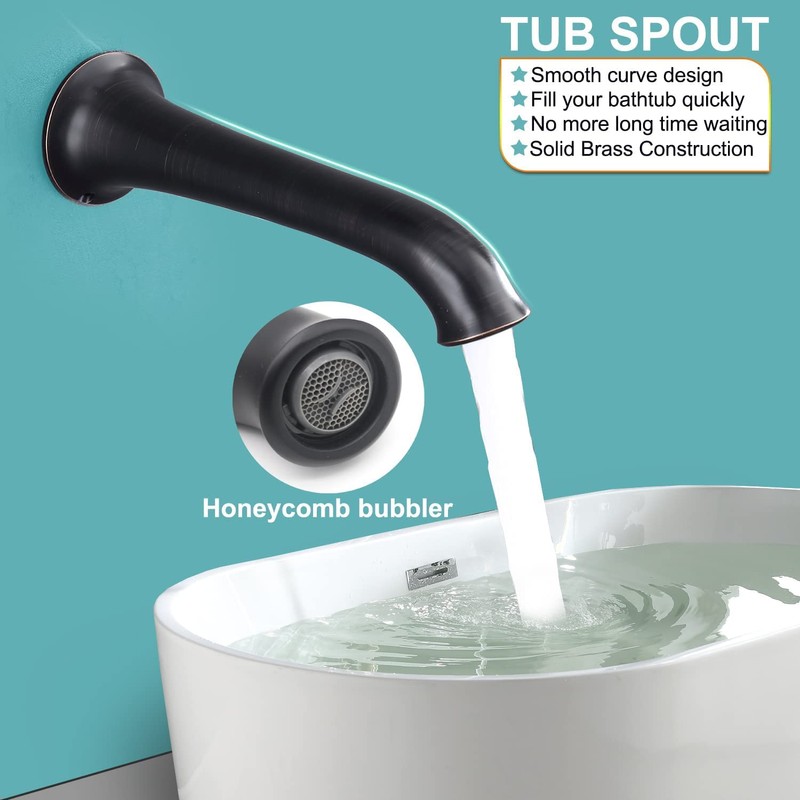 Enga Non Diverter Bathtub Spout, 8inch Extra Long Tub Spout