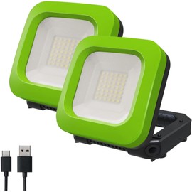 LED Work Light Rechargeable,2 Pieces, Solid construction/1000 Lumens/Waterproof/5000mAh.Portable Light, Magnetic Light,Rechargeable LED Light for Job Site Lighting,Camping,Power Outage,Hiking