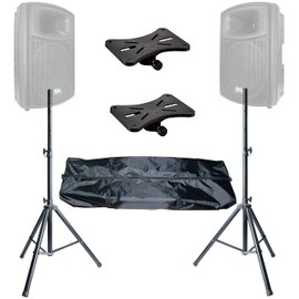 Duramex Height Adjustable Adjustable Tripod DJ PA Speaker Stands Upto 68" High with 35mm Compatible Insert with Mounting Brackets and Carry Bag