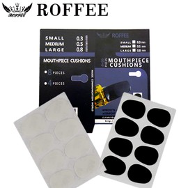 ROFFEE Alto/Tenor Saxophone Mouthpiece Cushions Patches Pads,2 Packs 0.3mm(8 PCS black&8 PCS Clear)
