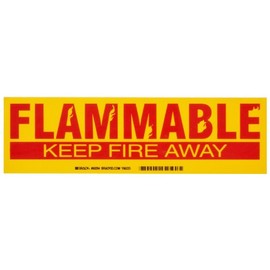 Brady 60294 3-1/2" Height, 12" Width, B-302 High Performance Polyester, Red On Yellow Color Cabinet Labels, Legend "Flammable Keep Fire Away"