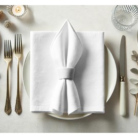Vargottam Luxury Cotton Twill Napkins - Set of 12, 20-Inch White Solid Color, Premium Thick Cloth Napkins for Elegant Dining & Special Occasions - Soft, Absorbent & Machine Washable