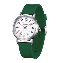 BOSHIYA Nurse Watch for Medical Students, Doctors, Women with Second Hand and 24 Hour Silicone Band