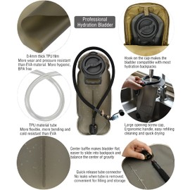 MARCHWAY Bolsa de hidratación de TPU de 2 L/2.5 L/3 L, sin Sabor, sin BPA, con Tubo Aislado para hidratación para Ciclismo, Senderismo, Correr, Escalada, Ciclismo (2.5 L, Gris, 82 onzas)