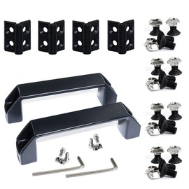 KOOTANS 2 Sets 2020 Series Door Handle and Frame Hinges Install Kit for 20x20 Aluminum Extrusion Profile Slot 6mm-4pcs Zinc Alloy Hinges, 2pcs Aluminum Handles with T-Nuts Hex Screws Wrench