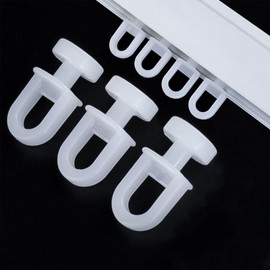 DWUENT 150Pcs White Plastic Curtain Hooks - Durable Glider Hooks for Tracks & Rails in Living Room, Bedroom, Office (9.5x24mm)