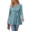 OUGES Women's Maternity Tunics Tops Shirts Long Sleeve Wrap V