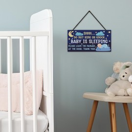 Putuo Decor Baby Sleeping Door Sign for Front Door PVC Do Not Disturb Door Hanger Sign Shhh Baby Sleeping Do Not Knock or Ring Doorbell Door Hanger Sign for Home Baby Room Nursery Kindergarten Decor